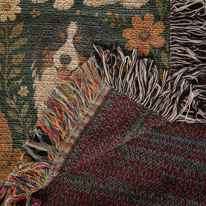 Dog Lover Woven Blanket | Floral Woodland Dogs Throw