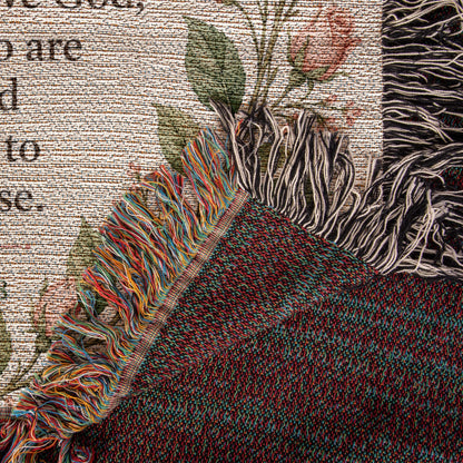 Romans 8:28 Woven Blanket | Floral Christian Gift