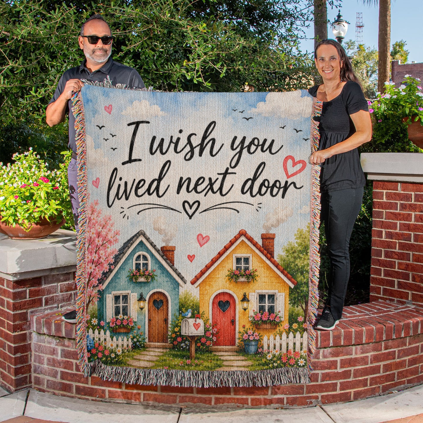 I Wish You Lived Next Door Blanket | Long Distance Friendship Gift, Best Friend Gift, Neighbor Gift, Sister Gift, Thinking of You Blanket