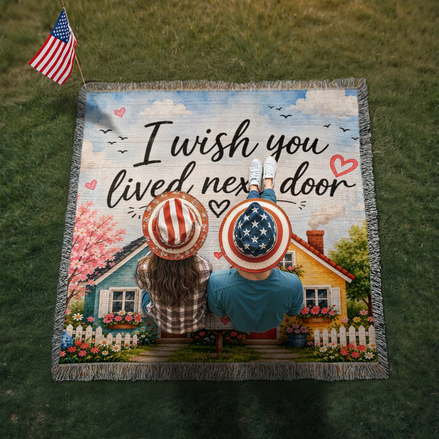 I Wish You Lived Next Door Blanket | Long Distance Friendship Gift, Best Friend Gift, Neighbor Gift, Sister Gift, Thinking of You Blanket