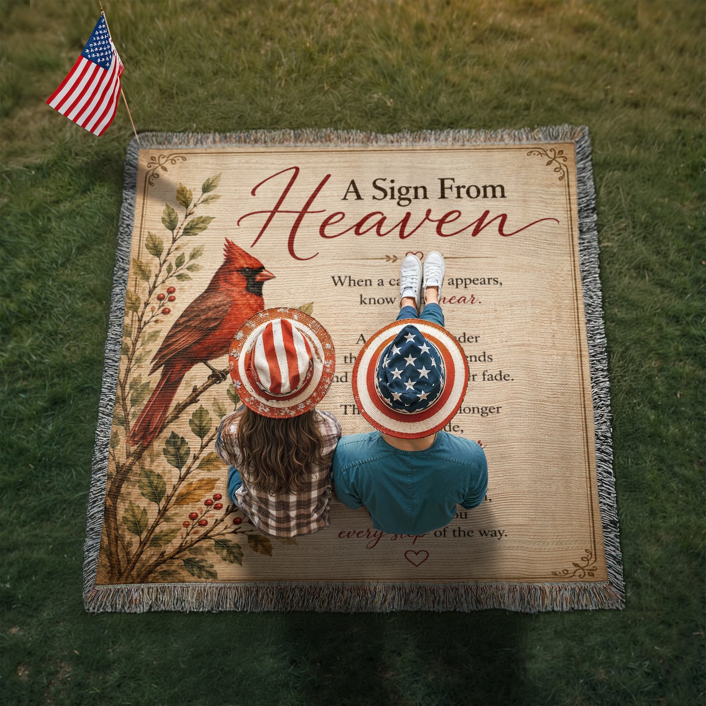 A Sign From Heaven Cardinal Memorial Blanket | Sympathy Gift for Loss of Loved One | Remembrance Throw