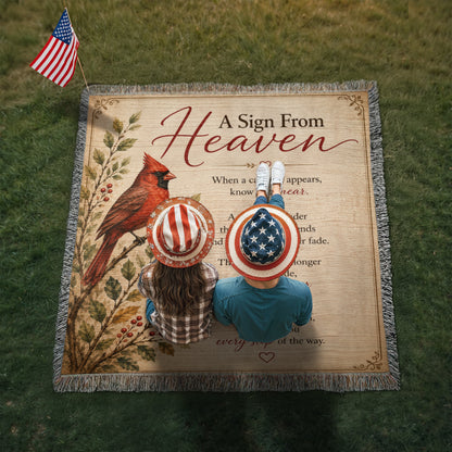 A Sign From Heaven Cardinal Memorial Blanket | Sympathy Gift for Loss of Loved One | Remembrance Throw