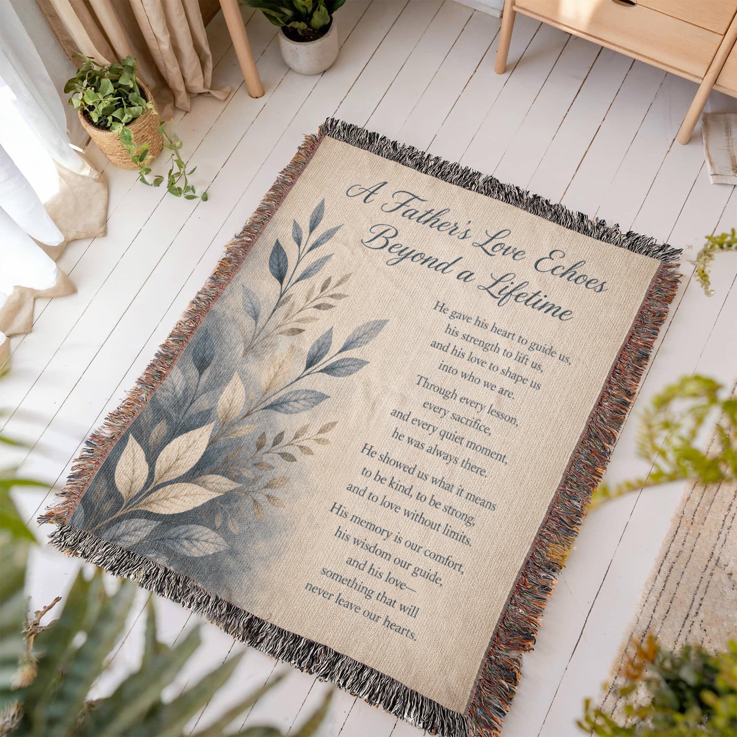 A Father's Love Echoes Beyond a Lifetime | Memorial Gift for Dad | Remembrance Blanket