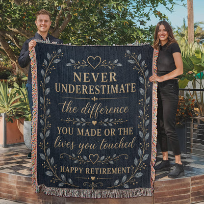 Retirement Gift Blanket | Never Underestimate the Difference You Made | Retirement Keepsake Throw