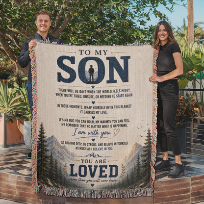 To My Son – You Are Loved Inspirational Blanket | Meaningful Gift for Son, Graduation, Birthday & Life Encouragement