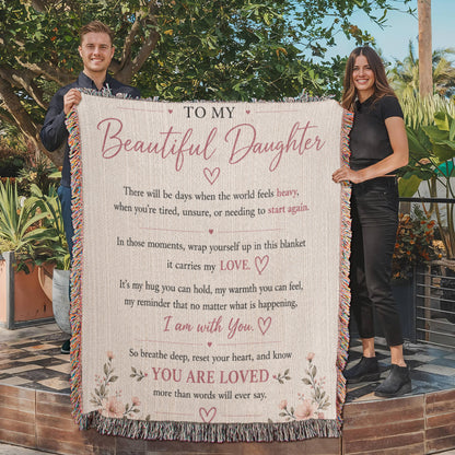 To My Beautiful Daughter Blanket | Inspirational Gift from Mom or Dad | Encouragement Keepsake
