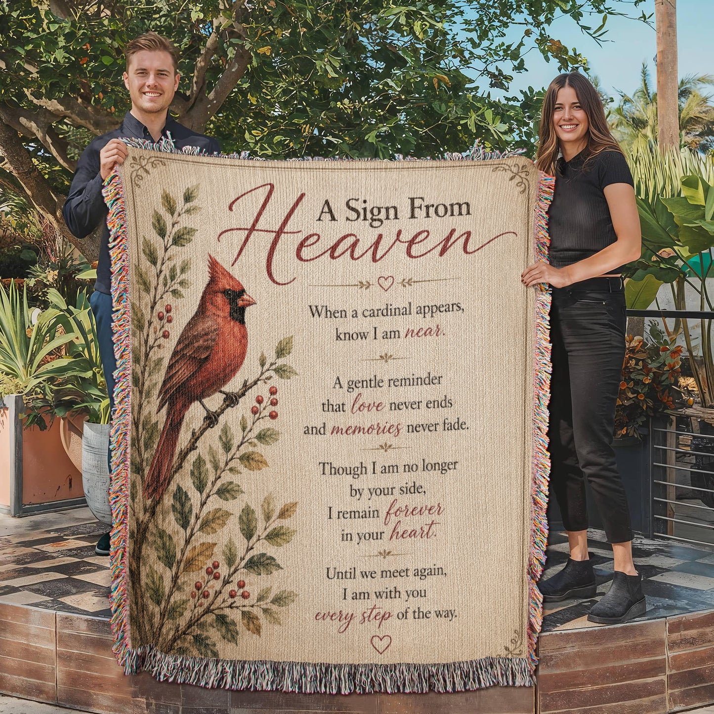 A Sign From Heaven Cardinal Memorial Blanket | Sympathy Gift for Loss of Loved One | Remembrance Throw