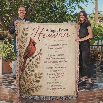 A Sign From Heaven Cardinal Memorial Blanket | Sympathy Gift for Loss of Loved One | Remembrance Throw