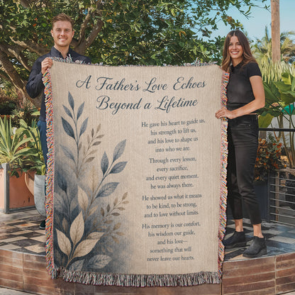 A Father's Love Echoes Beyond a Lifetime | Memorial Gift for Dad | Remembrance Blanket