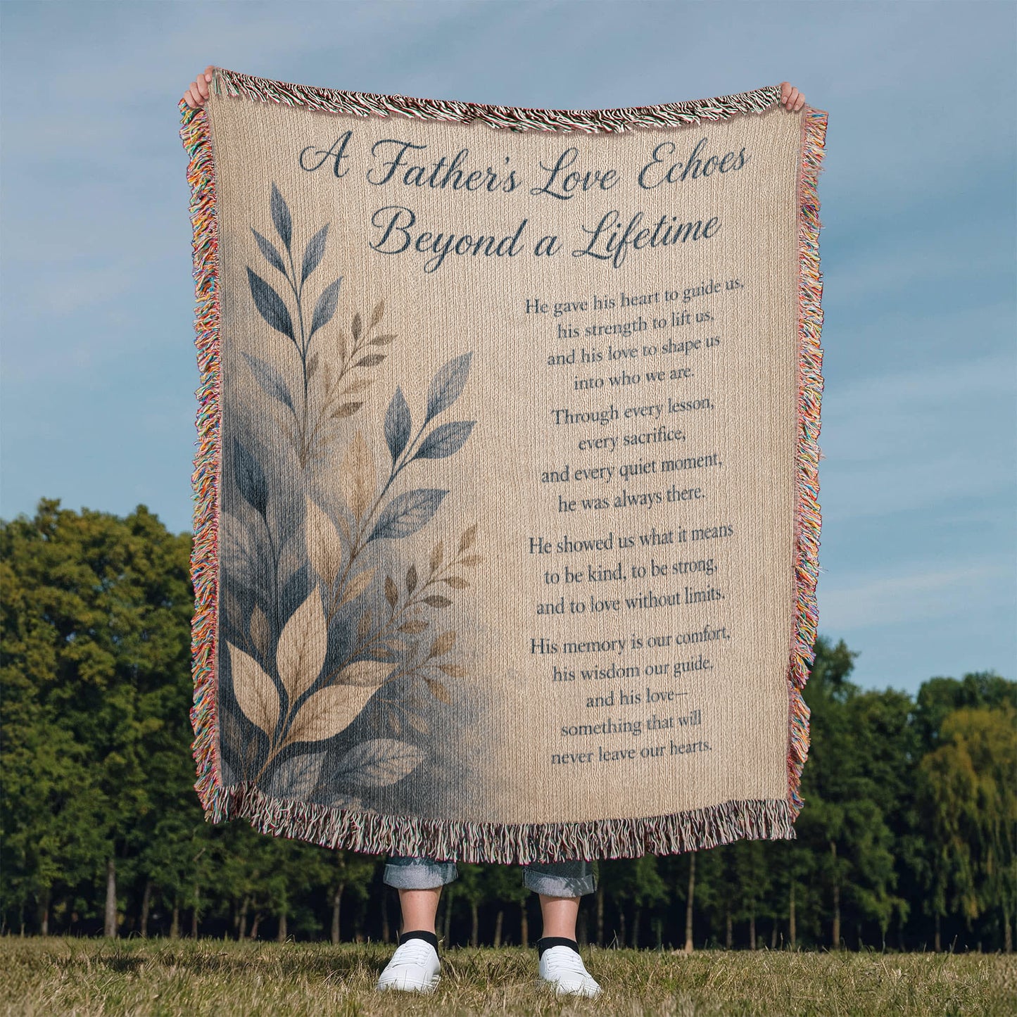 A Father's Love Echoes Beyond a Lifetime | Memorial Gift for Dad | Remembrance Blanket