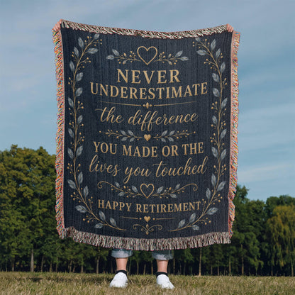 Retirement Gift Blanket | Never Underestimate the Difference You Made | Retirement Keepsake Throw