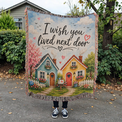 I Wish You Lived Next Door Blanket | Long Distance Friendship Gift, Best Friend Gift, Neighbor Gift, Sister Gift, Thinking of You Blanket