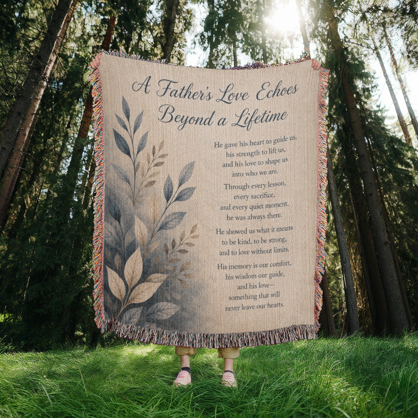 A Father's Love Echoes Beyond a Lifetime | Memorial Gift for Dad | Remembrance Blanket
