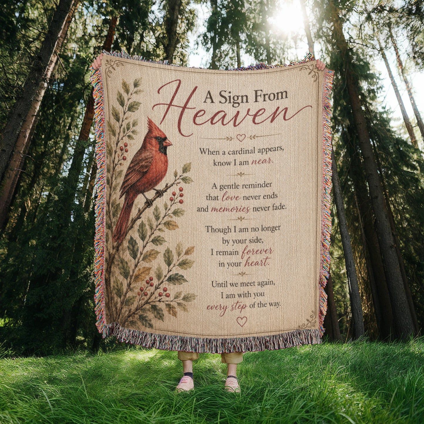 A Sign From Heaven Cardinal Memorial Blanket | Sympathy Gift for Loss of Loved One | Remembrance Throw