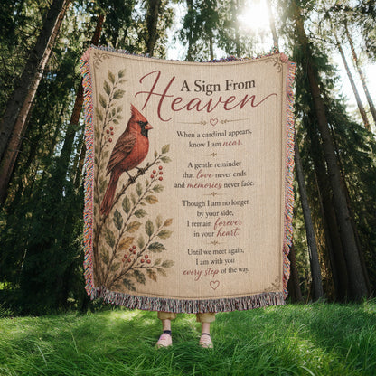 A Sign From Heaven Cardinal Memorial Blanket | Sympathy Gift for Loss of Loved One | Remembrance Throw
