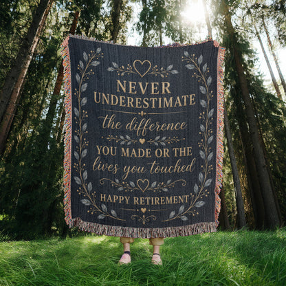 Retirement Gift Blanket | Never Underestimate the Difference You Made | Retirement Keepsake Throw