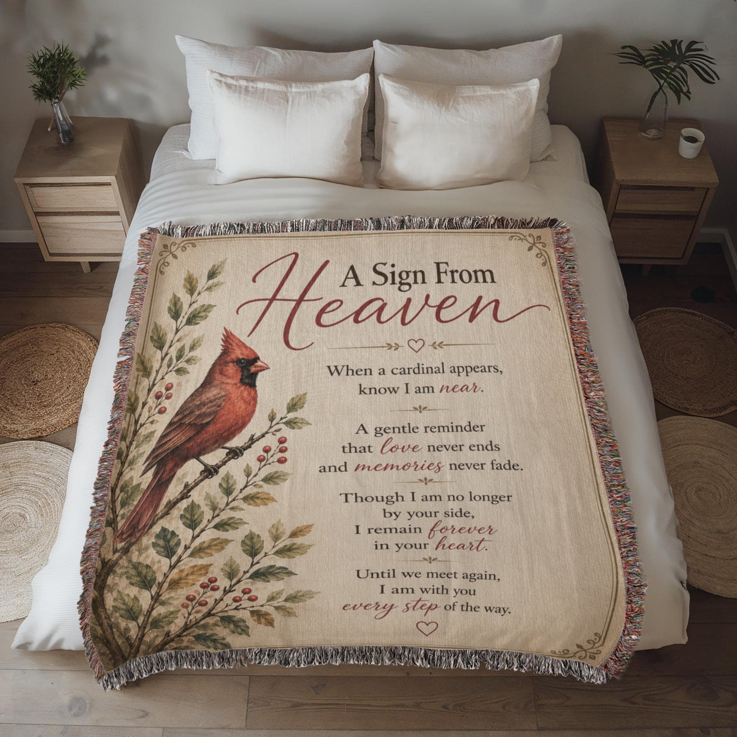 A Sign From Heaven Cardinal Memorial Blanket | Sympathy Gift for Loss of Loved One | Remembrance Throw