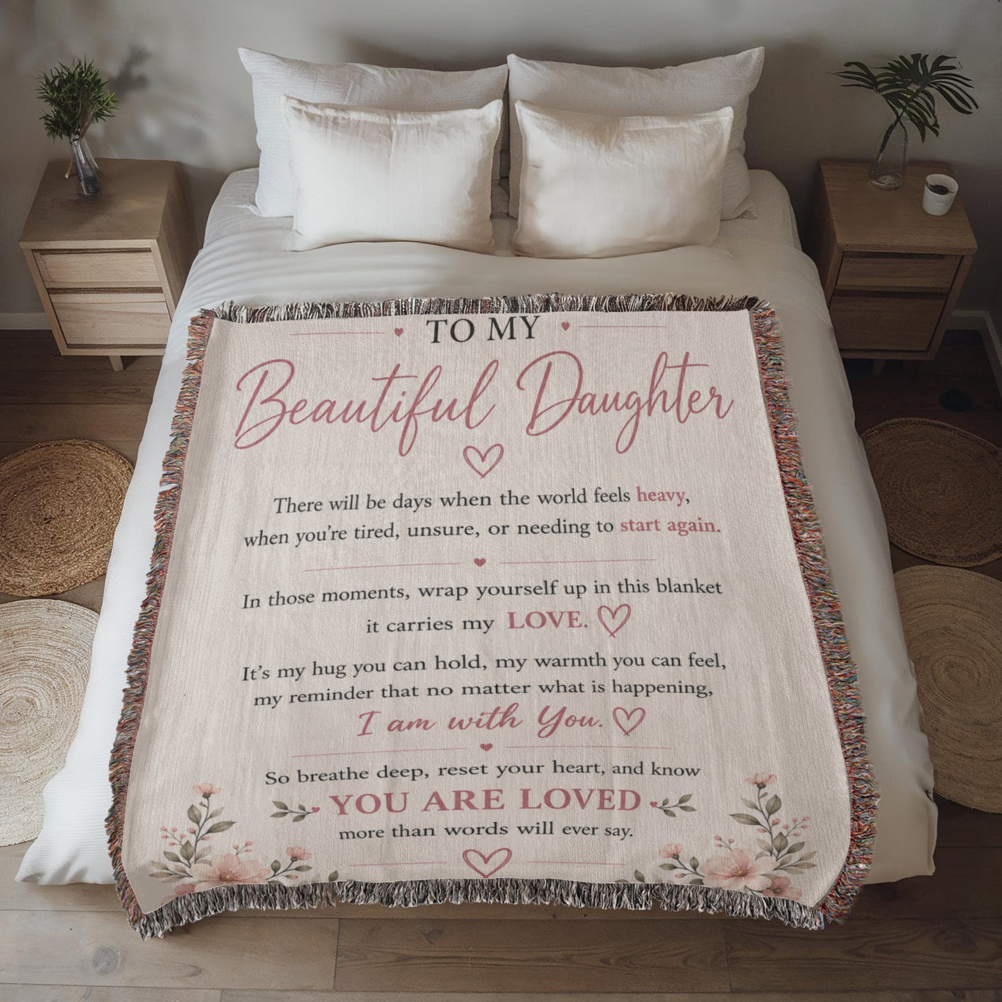 To My Beautiful Daughter Blanket | Inspirational Gift from Mom or Dad | Encouragement Keepsake