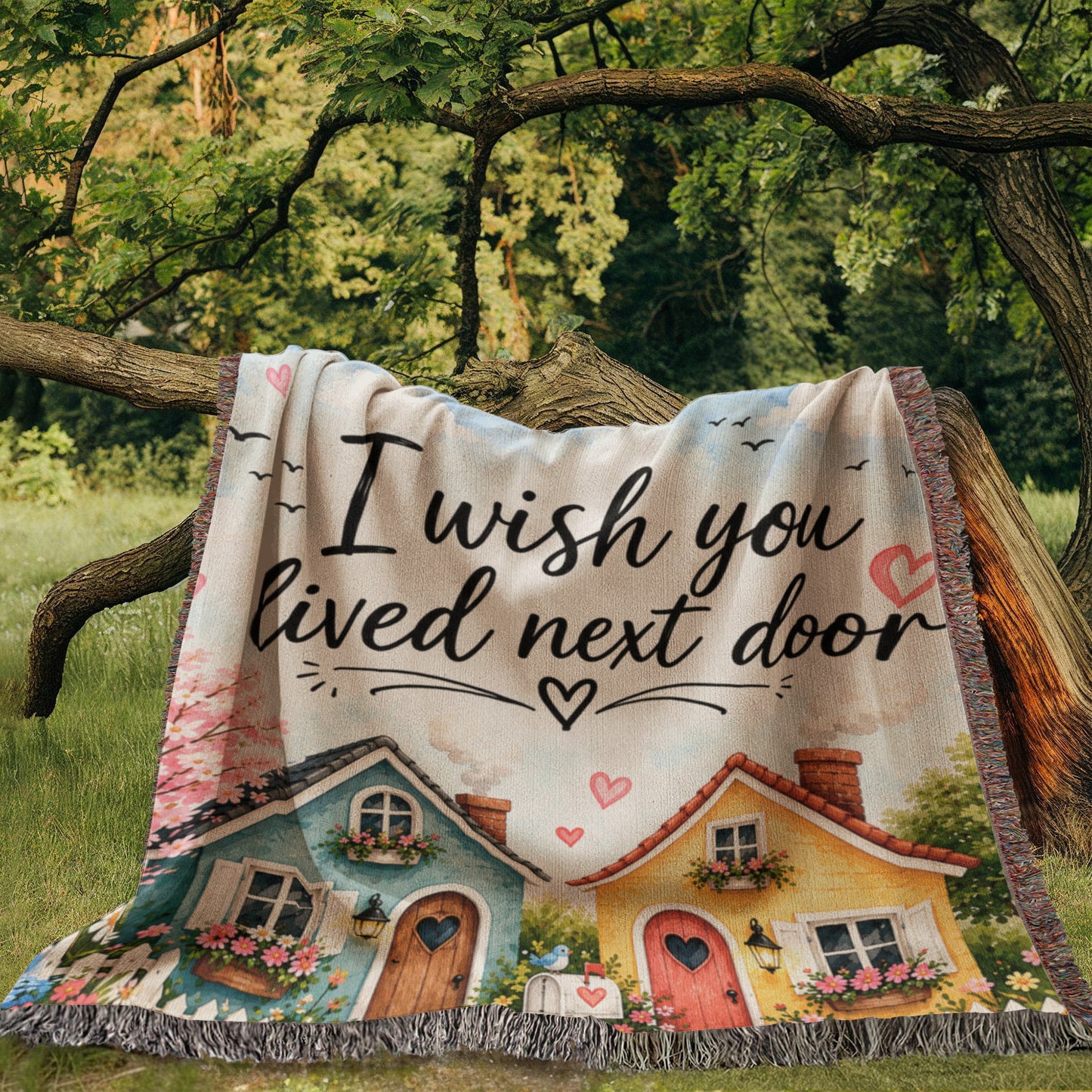 I Wish You Lived Next Door Blanket | Long Distance Friendship Gift, Best Friend Gift, Neighbor Gift, Sister Gift, Thinking of You Blanket