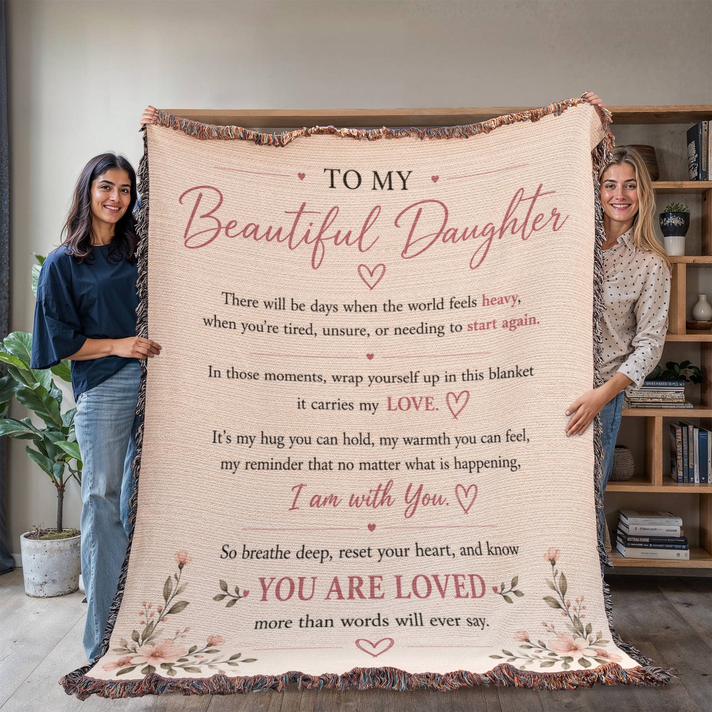 To My Beautiful Daughter Blanket | Inspirational Gift from Mom or Dad | Encouragement Keepsake