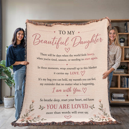To My Beautiful Daughter Blanket | Inspirational Gift from Mom or Dad | Encouragement Keepsake