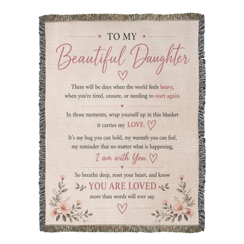 To My Beautiful Daughter Blanket | Inspirational Gift from Mom or Dad | Encouragement Keepsake