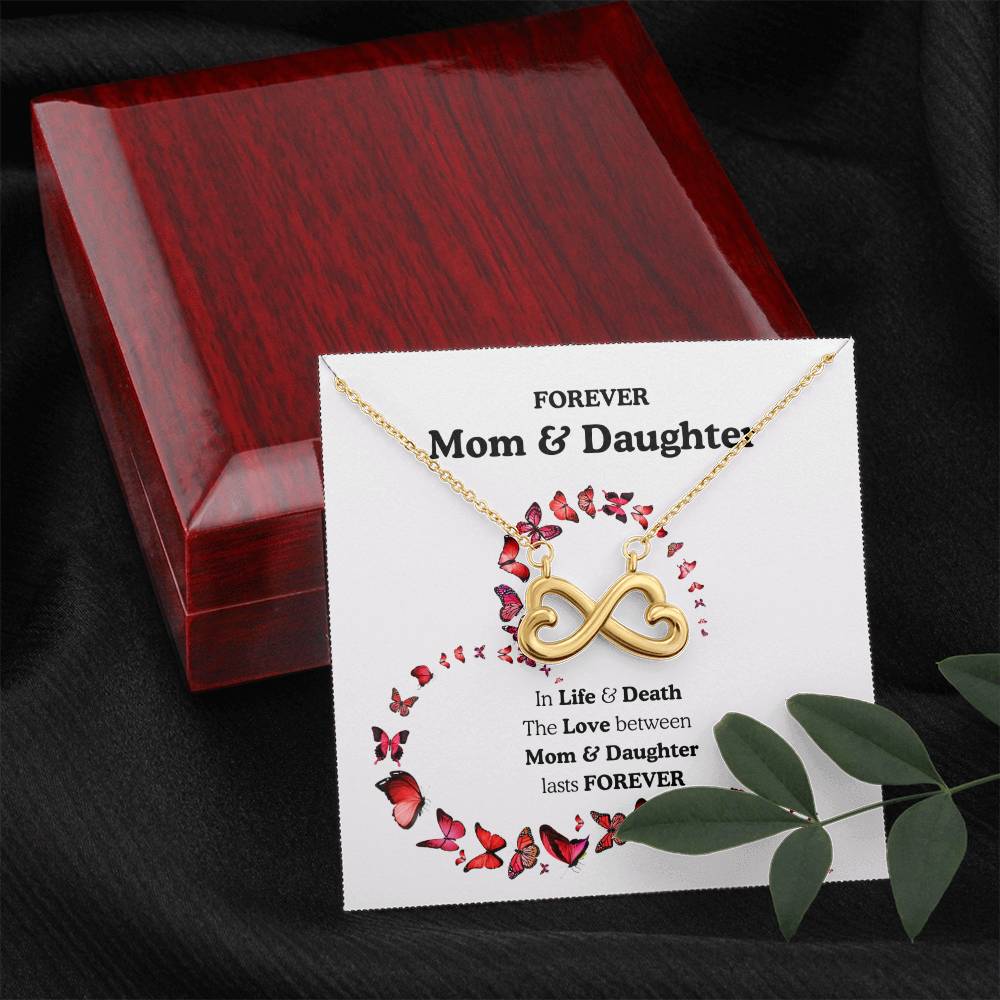 Mom & Daughter Infinity Heart Necklace Gift, Gold or Silver Sideways Infinity Pendant, Mother Daughter Jewelry Keepsake