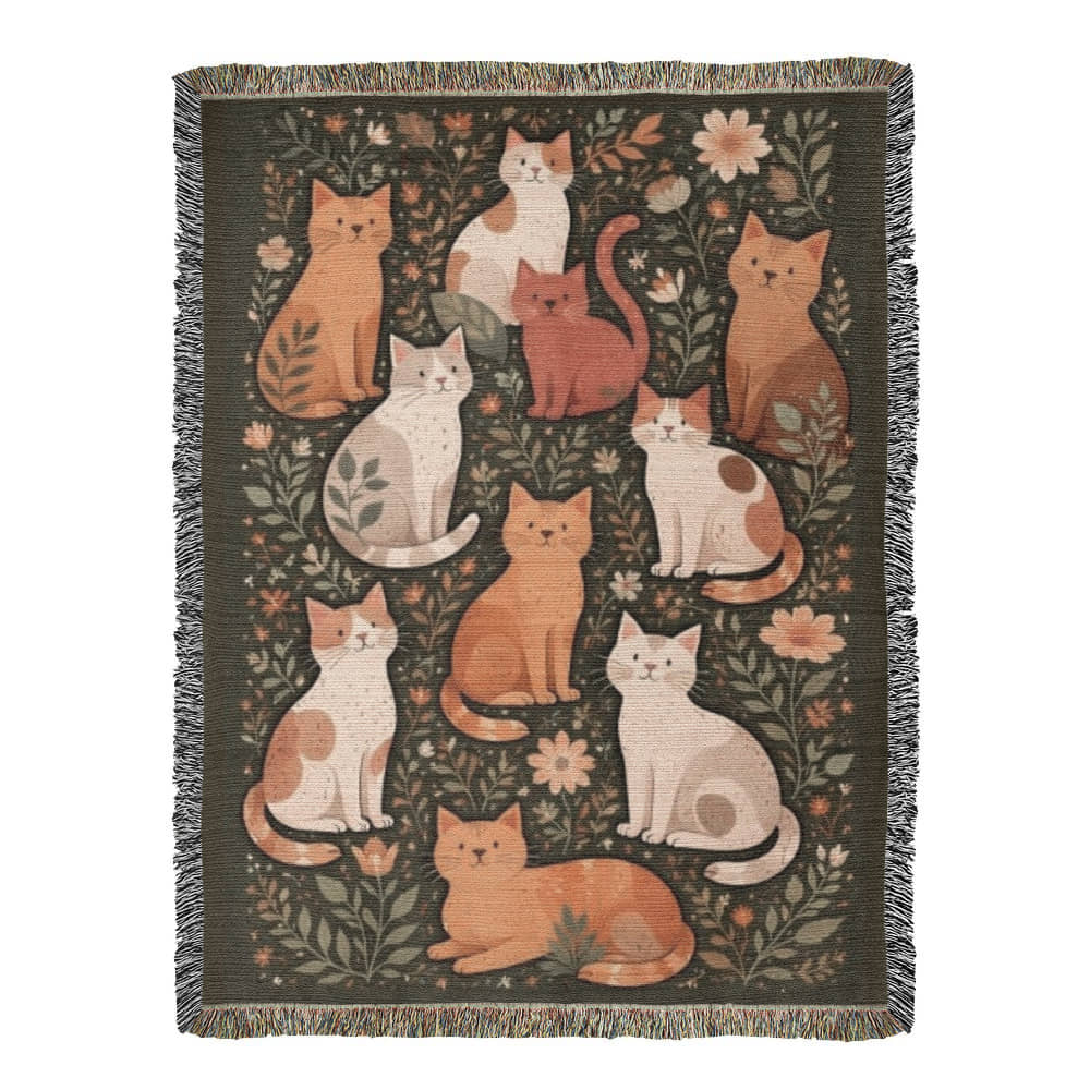 Gallery Edition Cat Woven Blanket – Luxury Cotton Tapestry for Home & Wall