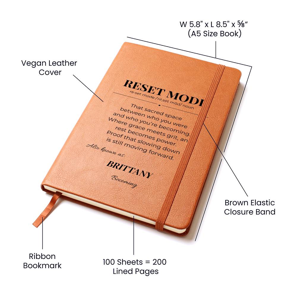 RESET MODE Productivity Journal – Daily Brain Dump & Mental Reset Stationery, Personalize, Customize Name