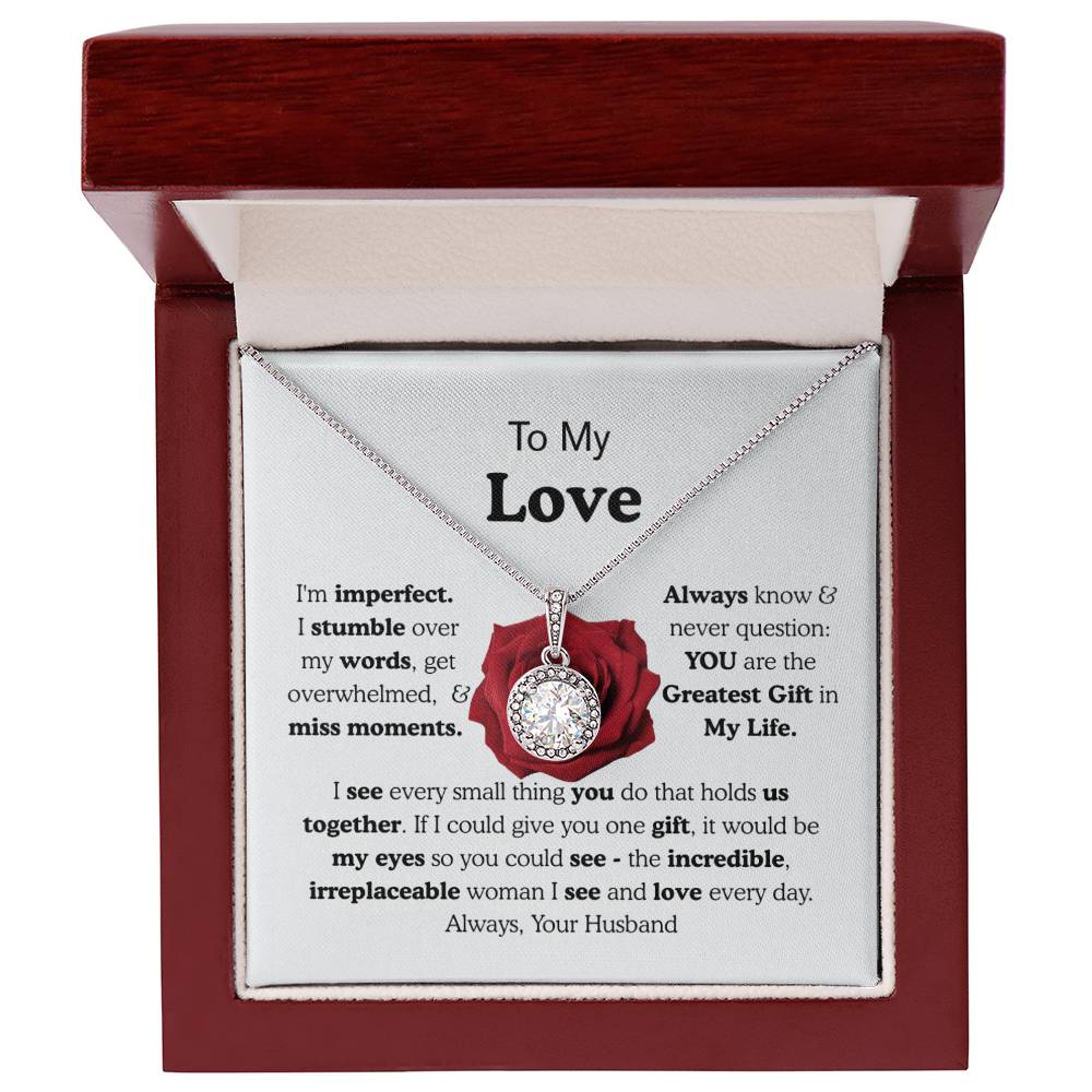 To My Wife Eternal Love Necklace Gift, Gold or Silver Pendant, Anniversary Birthday Jewelry for Her