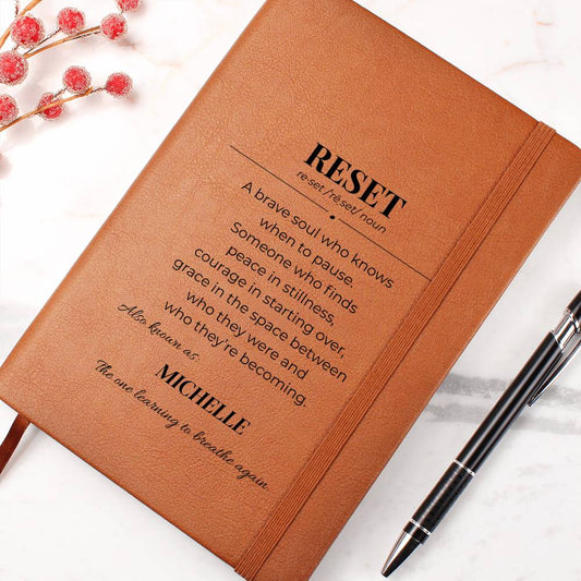 RESET Daily Reflection Journal – Mental Clarity & Goal Tracking Notebook, Personalize, Custom Name