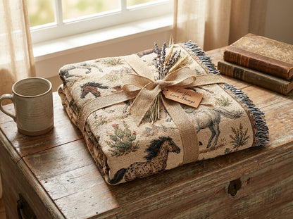 Wild Spirit Horse Woven Blanket | Western Ranch Throw