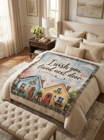 I Wish You Lived Next Door Woven Blanket | Friendship Gift