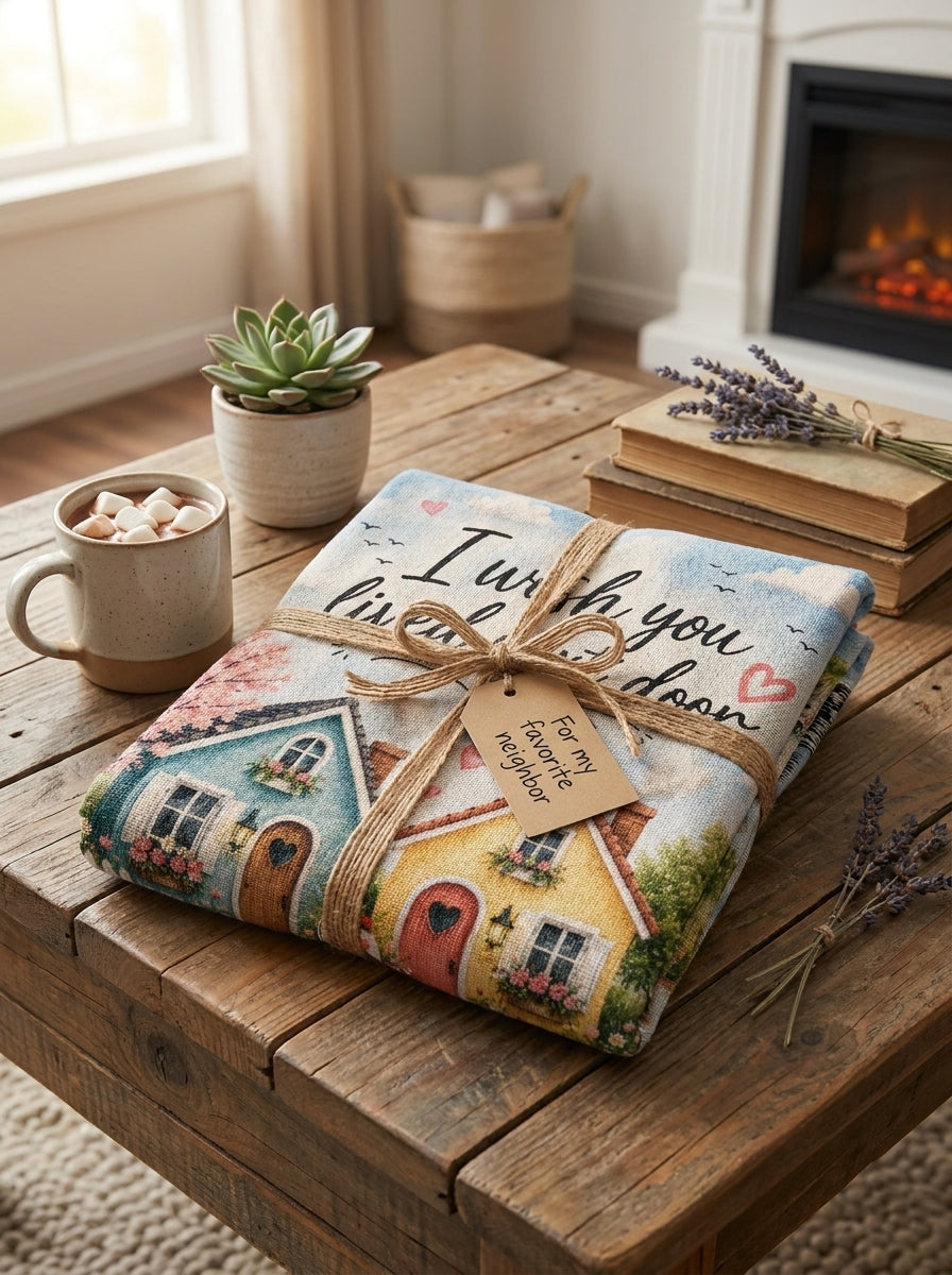 I Wish You Lived Next Door Woven Blanket | Friendship Gift