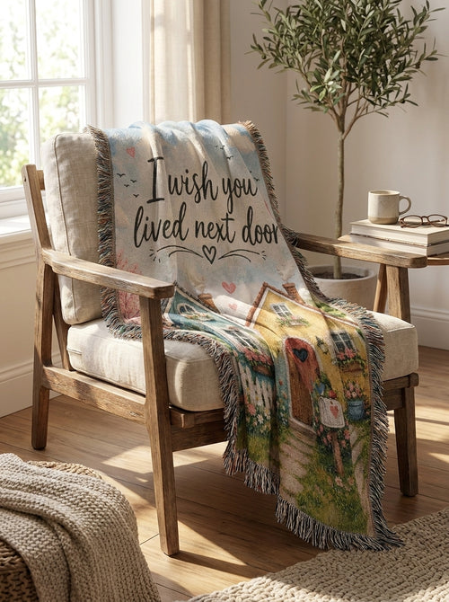 I Wish You Lived Next Door Woven Blanket | Friendship Gift