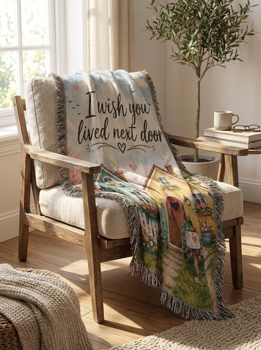 I Wish You Lived Next Door Woven Blanket | Friendship Gift