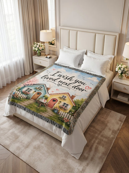 I Wish You Lived Next Door Woven Blanket | Friendship Gift