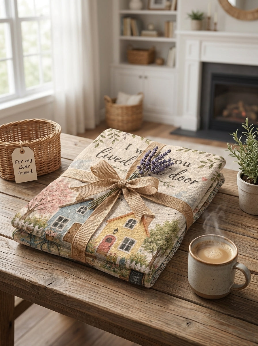 I Wish You Lived Next Door Woven Blanket | Best Friend Gift