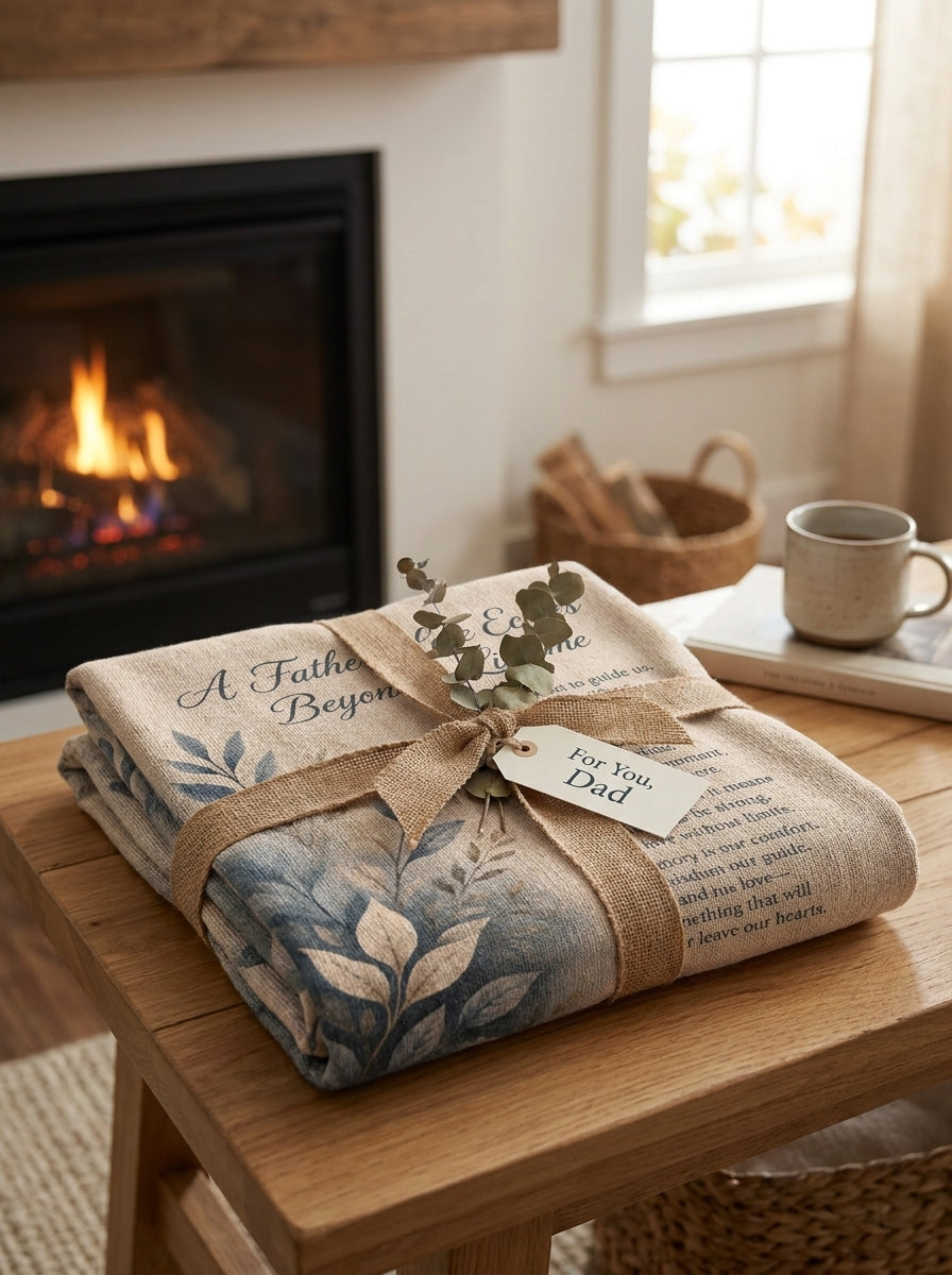 A Father’s Love Memorial Woven Blanket | Sympathy Gift for Dad