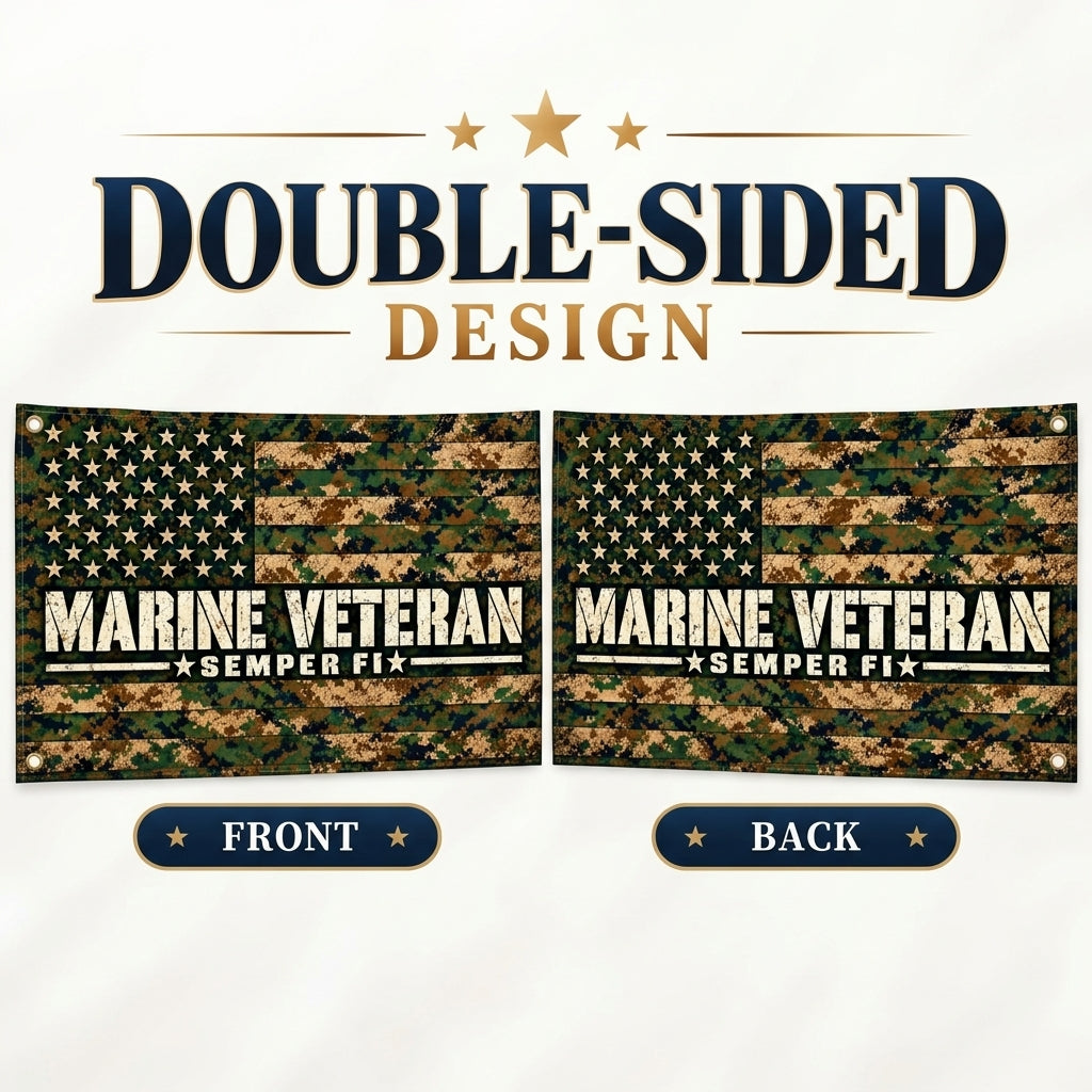 Marine Veteran Semper Fi Camouflage Flag – USMC Veteran Gift