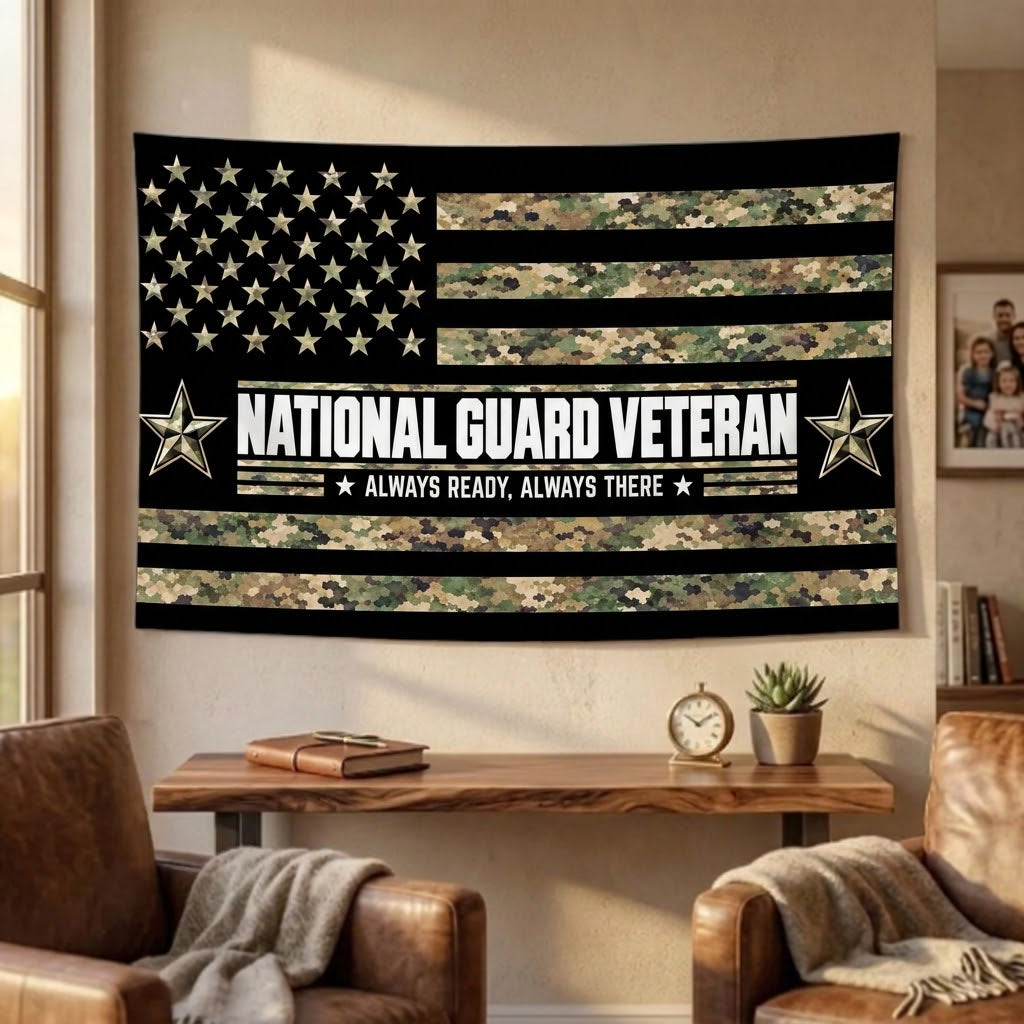National Guard Veteran Flag – Camouflage Military Flag | Always Ready, Always There