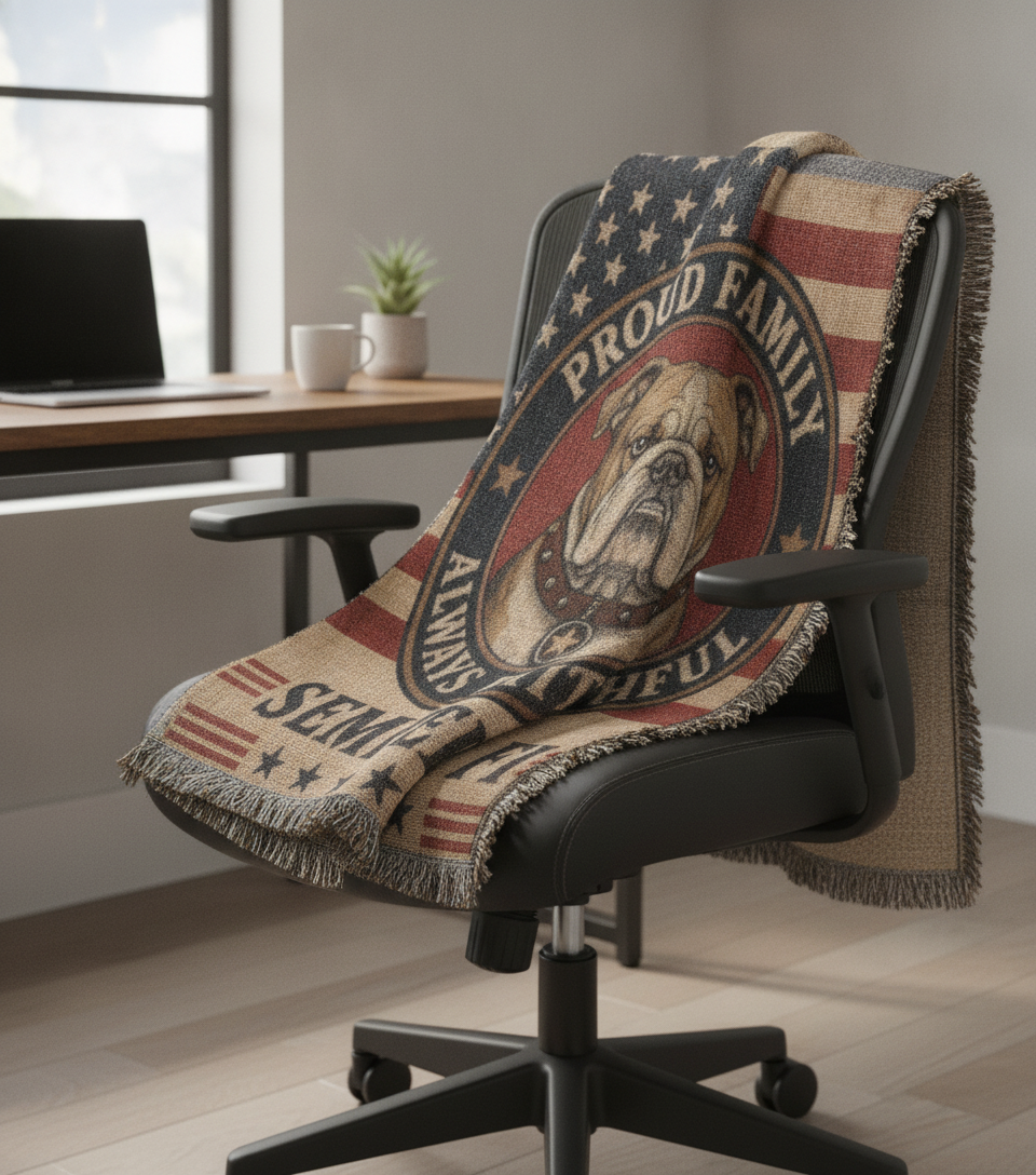 USMC Woven Blanket – Proud Family of a United States Marine | Military Heirloom Gift | Marine Corps Home Décor