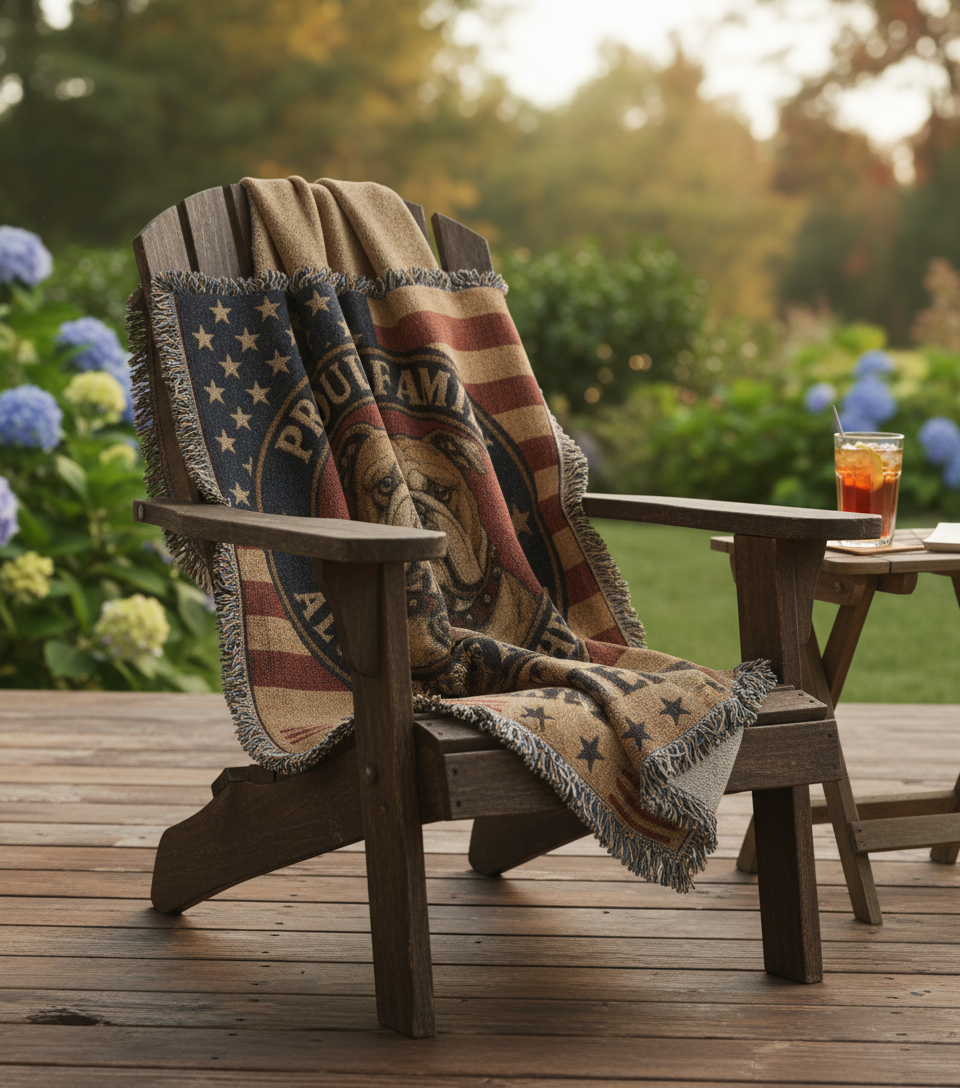 USMC Woven Blanket – Proud Family of a United States Marine | Military Heirloom Gift | Marine Corps Home Décor
