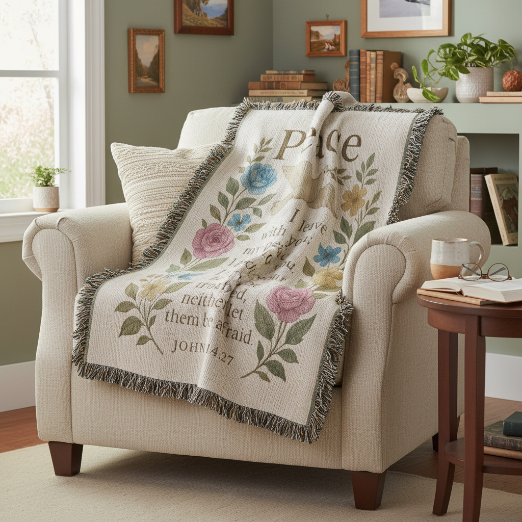 Peace I Leave With You – John 14:27 Christian Floral Dove Wall Art | Faith-Inspired Scripture Poster