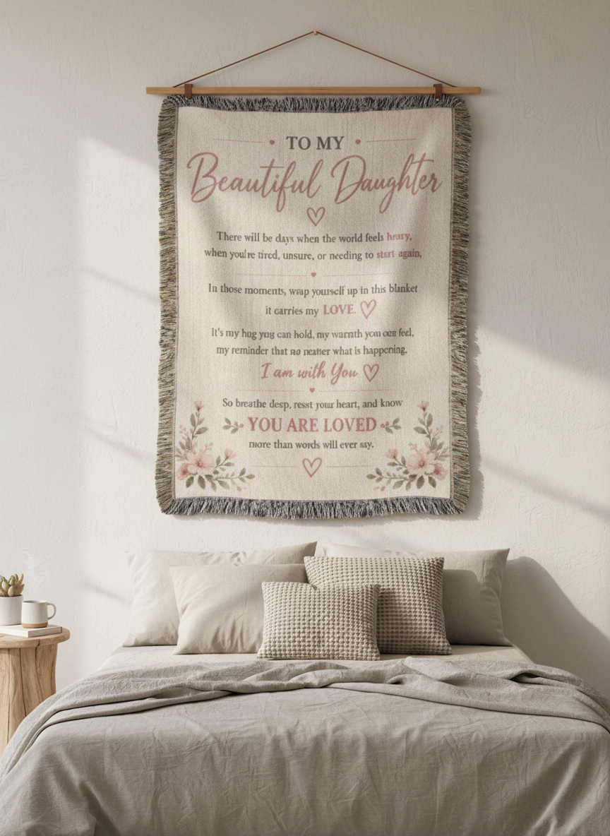 To My Beautiful Daughter Blanket | Inspirational Gift from Mom or Dad | Encouragement Keepsake