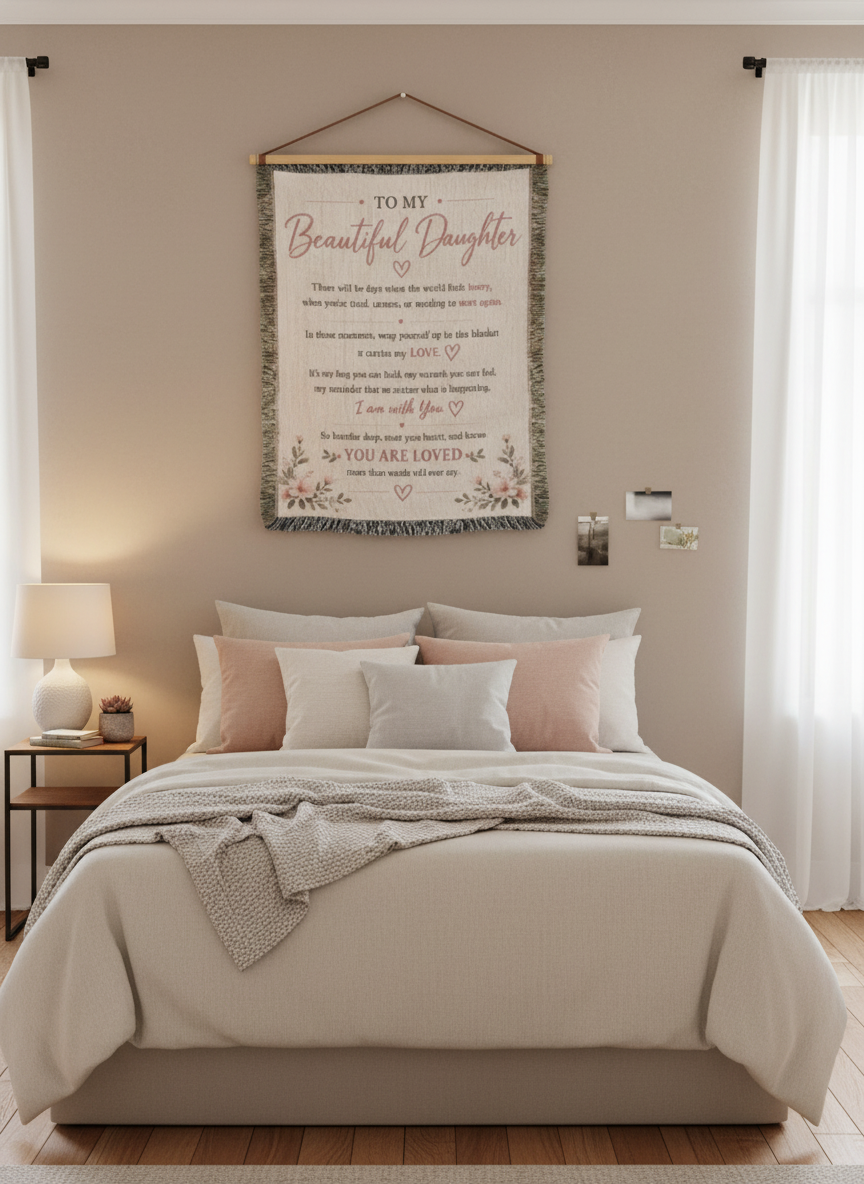 To My Beautiful Daughter Blanket | Inspirational Gift from Mom or Dad | Encouragement Keepsake