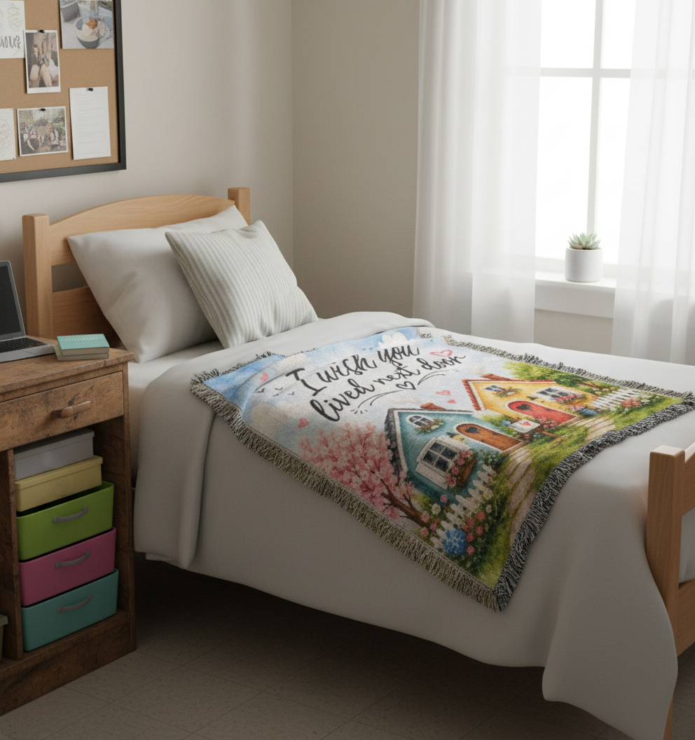 I Wish You Lived Next Door Blanket | Long Distance Friendship Gift, Best Friend Gift, Neighbor Gift, Sister Gift, Thinking of You Blanket