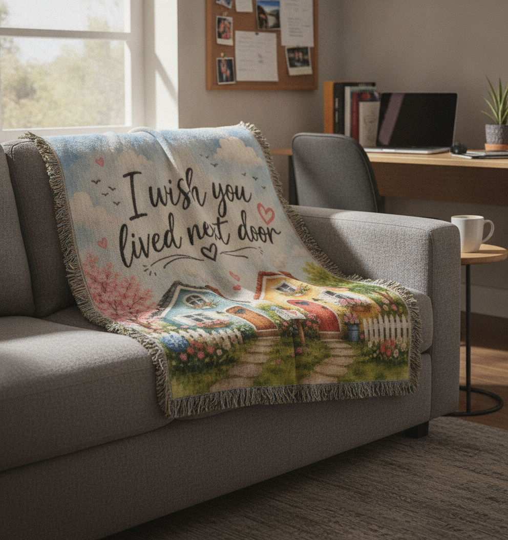 I Wish You Lived Next Door Blanket | Long Distance Friendship Gift, Best Friend Gift, Neighbor Gift, Sister Gift, Thinking of You Blanket