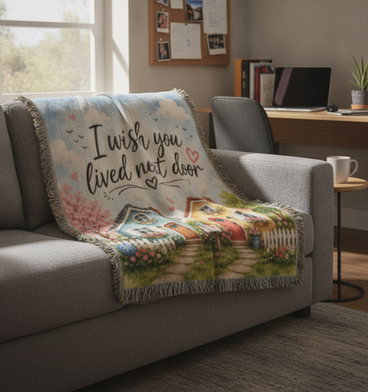 I Wish You Lived Next Door Blanket | Long Distance Friendship Gift, Best Friend Gift, Neighbor Gift, Sister Gift, Thinking of You Blanket