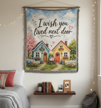 I Wish You Lived Next Door Blanket | Long Distance Friendship Gift, Best Friend Gift, Neighbor Gift, Sister Gift, Thinking of You Blanket